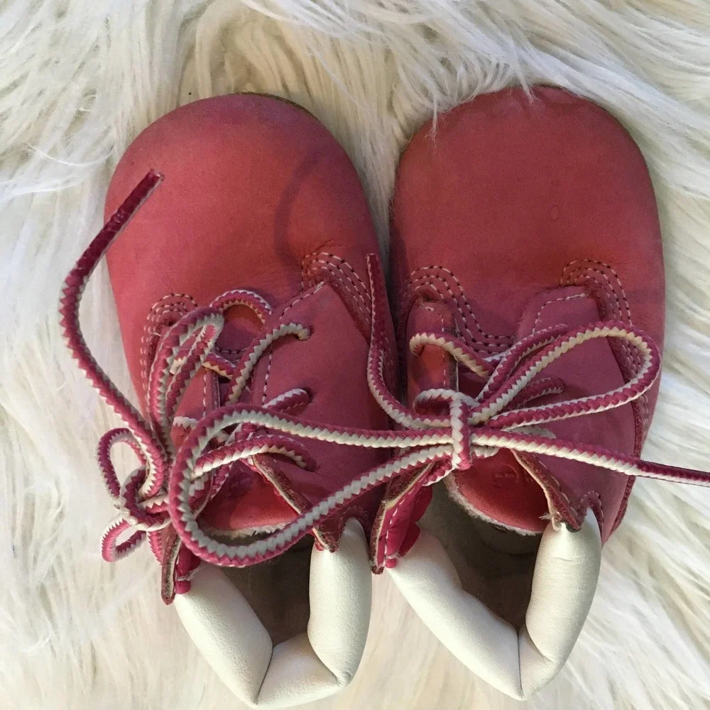 timberland pink lace up baby boots size 1